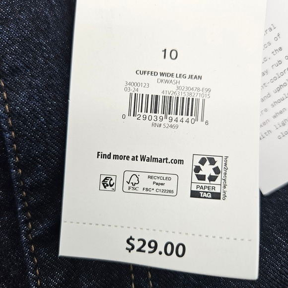 Free Assembly Mens Mid Rise Cropped Wide Leg Cuffed Jeans Dark Wash Blue Size 10 - Picture 4 of 11